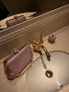 Pink Rhinestone Pearl Party Clutch