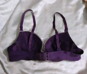 Purple Embroidered Bra