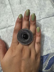 Antique Oxidized Silver Statement Ring