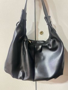 Chic Black Faux Leather Hobo Bag