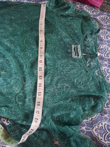 Green Lace Sheer Long Sleeve Top