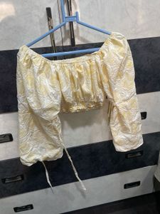 Yellow Floral Print Crop Top