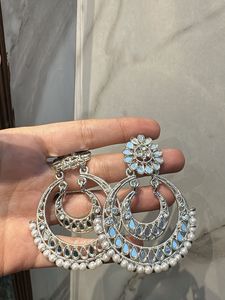 Elegant Pearl & Mirror Hoop Earrings