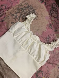 Cream Ruffle Off-Shoulder Blouse