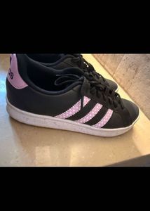 Adidas Black &amp; Pink Striped Sneakers
