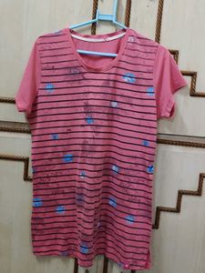 Pink Striped Graphic T-Shirt