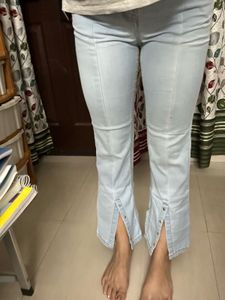 Madame Light Wash Split Hem Jeans