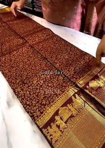 Elegant Maroon Silk Saree with Gold Border