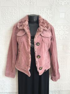 Corduroy Jacket with Faux Fur Collar