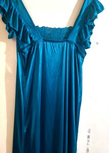 Vintage Teal Lace Trim Nightgown