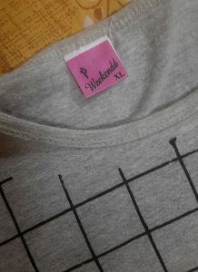 Cute "Teddy Bear" Grid Print Casual Cotton Tee
