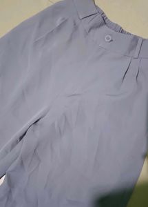 Light Grey Wide Leg Pleated Trousers