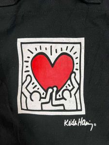 Keith Haring Heart Print 2-Way Canvas Tote Bag