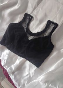 Black Crop Top &amp; White Skirt Set