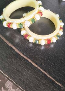 Handcrafted Traditional Pearl & Stone Bangles Set