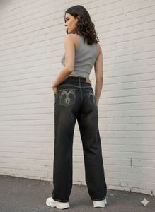 Dark Wash Jeans with Embroidery