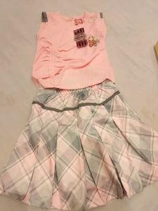 Adorable Pink &amp; Grey Plaid Skirt Set