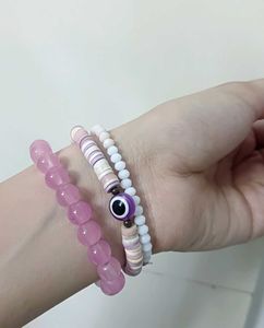 Lavender beaded bracelet stack