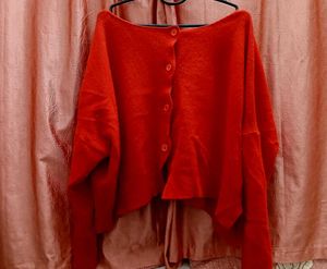 oversized red cardigan