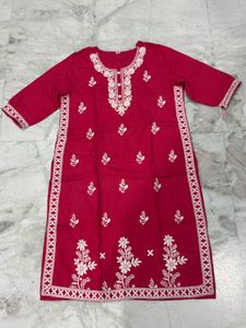 Elegant Pink 3-Piece Kurta Set with White Embroide