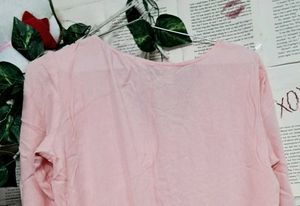 Pink Embroidered V-Neck Tunic Kurta