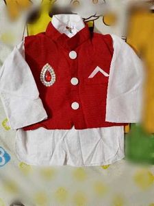 ❣️❤‍🔥Red Ethnic Jacket with White Kurta