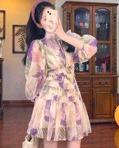Sheer Floral Print Mini Dress