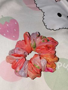 Bright Pink Satin Scrunchie