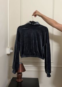 Velvet Mock Neck Cropped Top