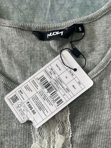 Grey Ribbed Lace-Up Tank Top