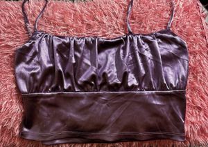 H&amp;M Satin Milkmaid Crop Top