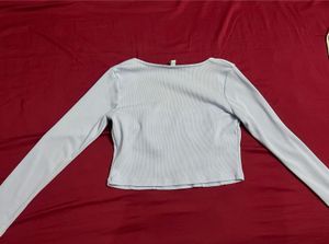 Light Blue Long Sleeve Corset Top