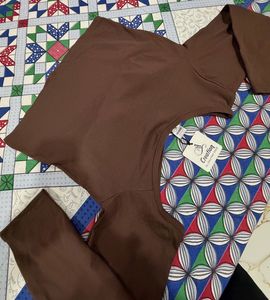 Brown Brooklyn one shoulder T-Shirt