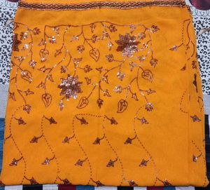 Elegant Yellow Embroidered Saree