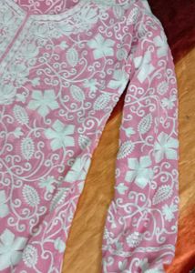 Elegant Pink Chikankari Kurta