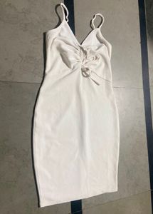 Chic White Ruched Bodycon Dress