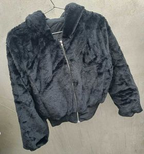 Black Faux Fur Cropped Jacket