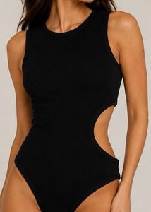 Women's Black Cut-Out Bodysuit