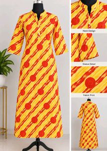 lehariya Vibrant Yellow & Red Striped Kurta