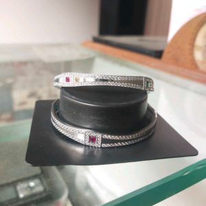 Pure silver Rhodium polish CZ bangles