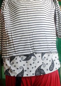 Striped Top with Paisley Print