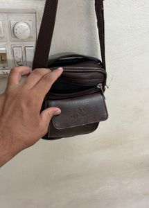 Brown Faux Leather Crossbody Bag