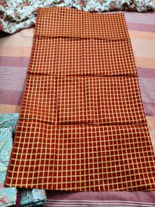 Maroon &amp; Gold Checked Fabric