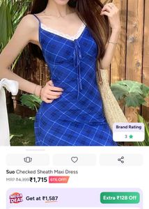Trending Blue Plaid Cottage Core y2k dress