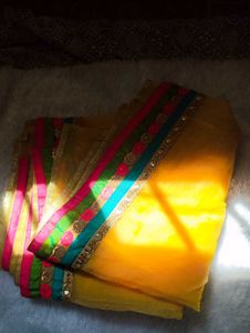 Vibrant Yellow Saree with Embellished Border
