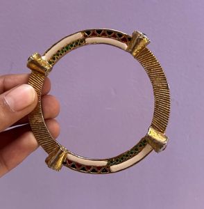 COMBO:Elegant Gold Bangles with Red &amp; Green Stones
