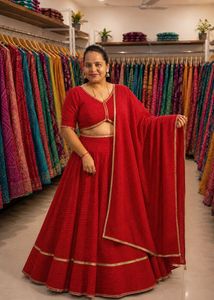 Red Bandhani Lehenga Choli Set