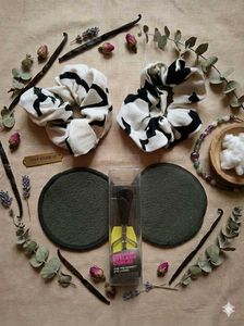 Chic Scrunchies,Eyelash Curler& Makeup remover pad