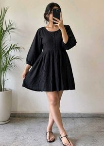 Peplum Type Mini Black Dress