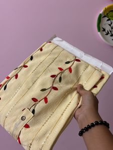 Cream Embroidered Kurta + Free Gift